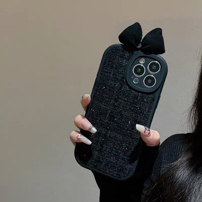High-grade Black Classic Style Bow Phone Case - 图片 6