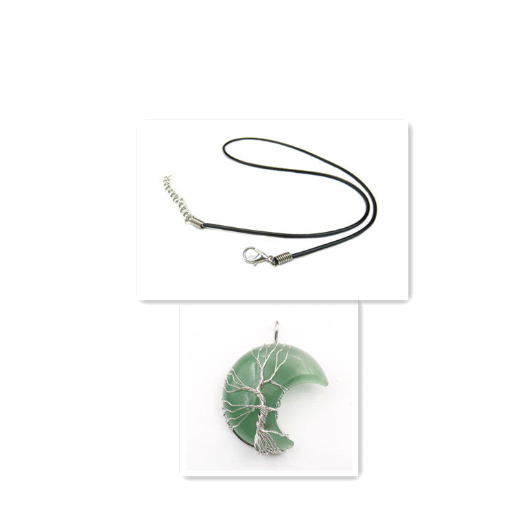 Cross-Border New Handmade Necklace Jewelry Moon Natural Crystal Stone Tree Of Life Jewelry Pendant Necklace Accessories fb20c