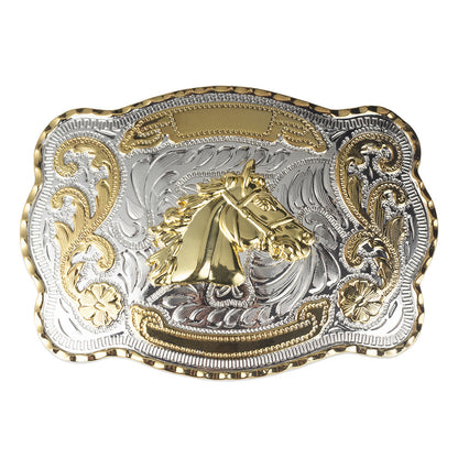 Golden Equestrian Big Head Belt Buckle Two-color Craft Alloy Smooth Buckle fb2884ae cf91 40c6 baa4 44d81bd10a7c