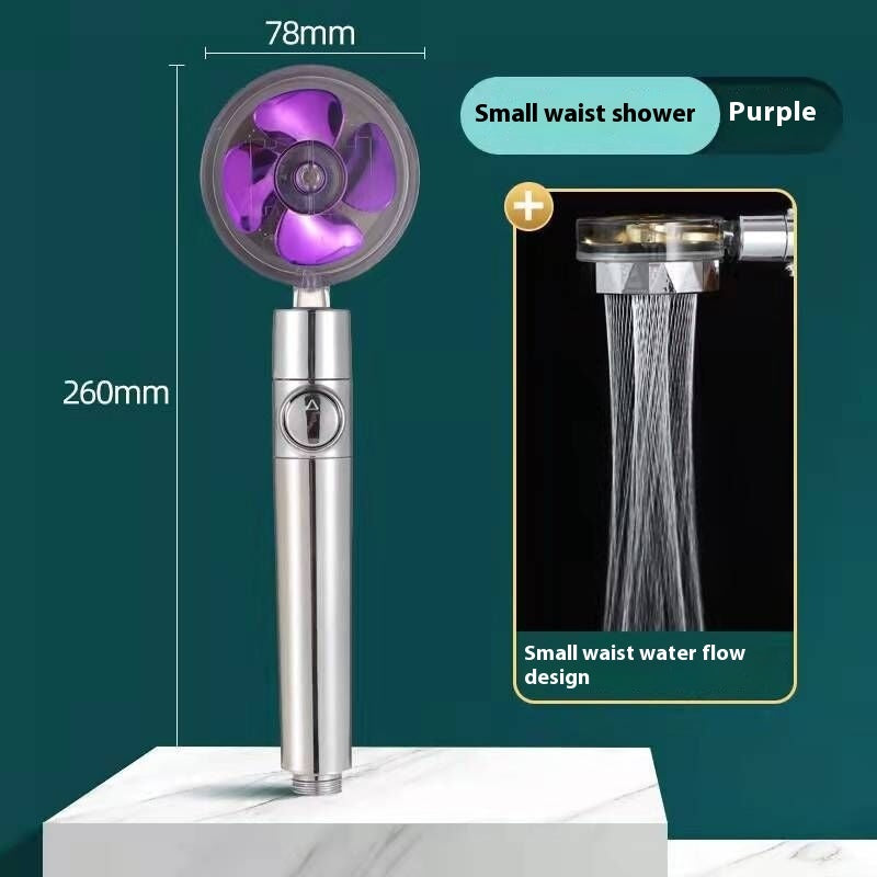Propeller Driven Shower Head With Stop Button And Cotton Filter Turbocharged High Pressure Handheld Shower Nozzle fb374a13 2e