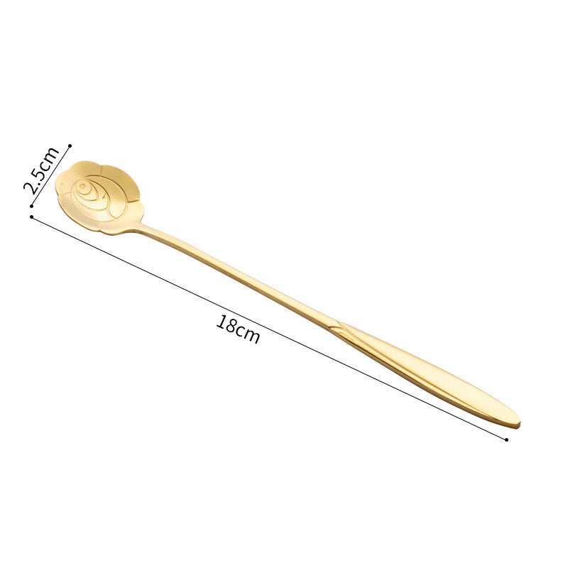 Stainless Steel Korean Spoon Long Handle Cherry Blossom Stirring fb3da86f bb45 4d47 8486 6bffc75acfed