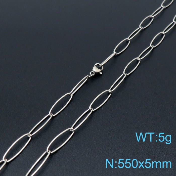 European And American Style Fashion Simple Titanium Steel Oval Ring Clavicle Chain Necklace fb45c810 3fba 4471 a355 b02feb0ae