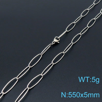 European And American Style Fashion Simple Titanium Steel Oval Ring Clavicle Chain Necklace fb45c810 3fba 4471 a355 b02feb0ae