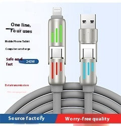 240W Data Cable Fast Charging Two-to-two Charging Cable - 图片 8