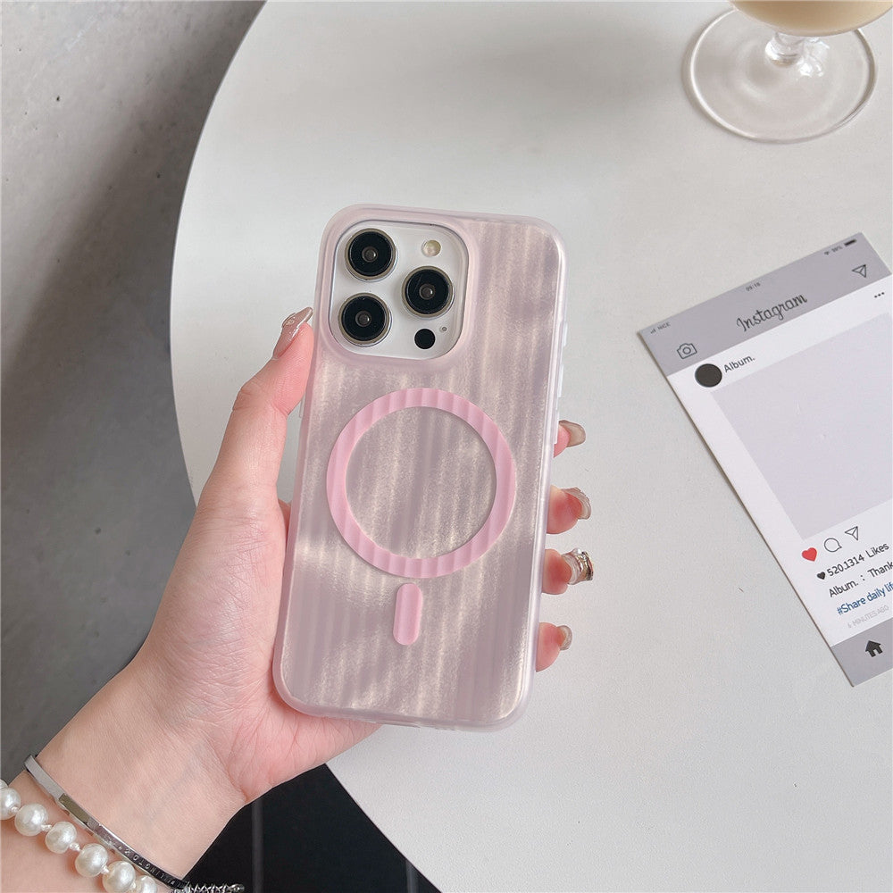 Skin-sensitive Color Corrugated Stripe Magnetic Phone Case - 图片 7