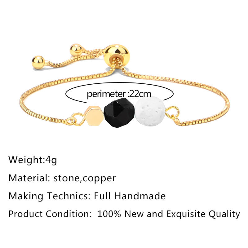 14K Gold Plated Color Preserving Box Chain Tiger Eye Volcanic Stone Yoga Bracelet - HD Wireless Product #3