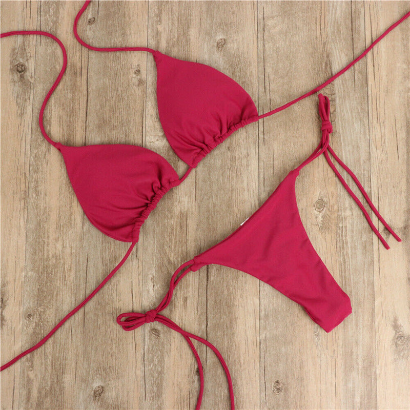 Halter Neck Tie Bikini Ladies Split Tie Swimsuit fba832dd a311 4bc2 9af6 1207b2c51a6d