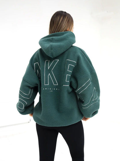Women's Simple Loose Embroidered Lamb Fleece Coat fbb44c72 3464 4591 a8f9 3836dc4fe0f5