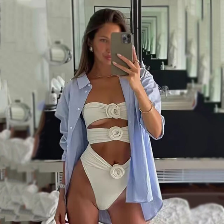 Ladies Hot Spring Three-dimensional Flower BIKINI One-piece Swimsuit fbbe1a37 cd8a 4363 8617 feebc9260cba