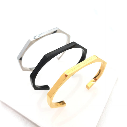 Diamond Hexagonal Smooth Opening Bracelet fbc068a8 5ac6 4e6a 86dc e0877b3b1860