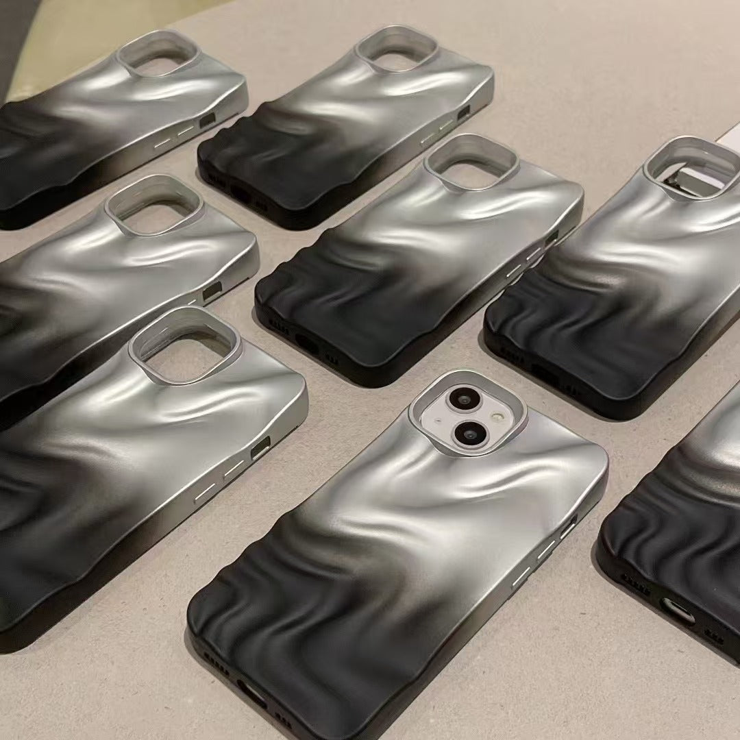 Simple Silver Black Water Ripple Three-dimensional Phone Case - 图片 3