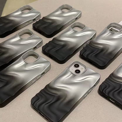Simple Silver Black Water Ripple Three-dimensional Phone Case - 图片 3