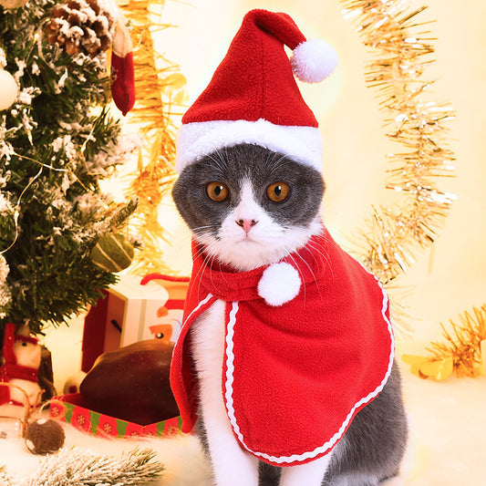 Pet Christmas Suit Cat Dog Cloak Hat fbd108d7 c8fb 456a 8962 37267d69162b