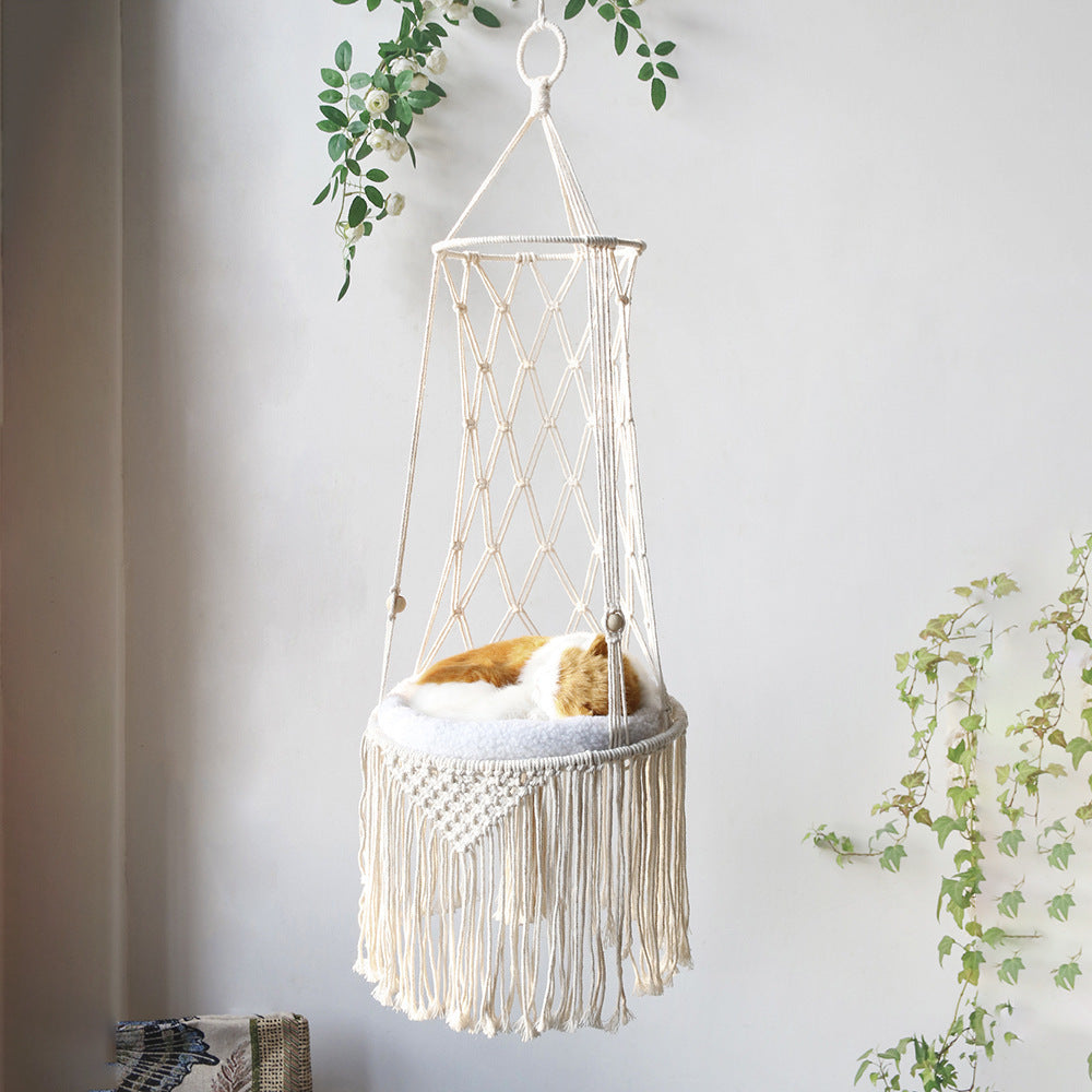 Macrame Hanging Pet Bed Macrame Cat Hammock Wall Hanging Cat Hammock Macrame Cat Bed-Pet Gifts Hammock Macrame Cat Swing fbdc