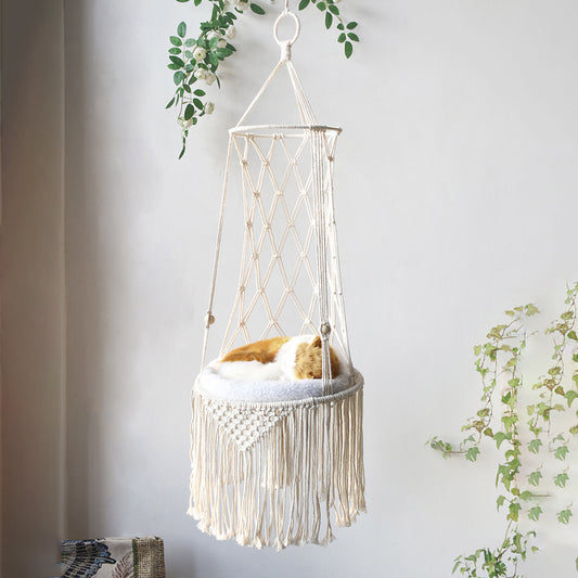 Macrame Hanging Pet Bed Macrame Cat Hammock Wall Hanging Cat Hammock Macrame Cat Bed-Pet Gifts Hammock Macrame Cat Swing fbdc
