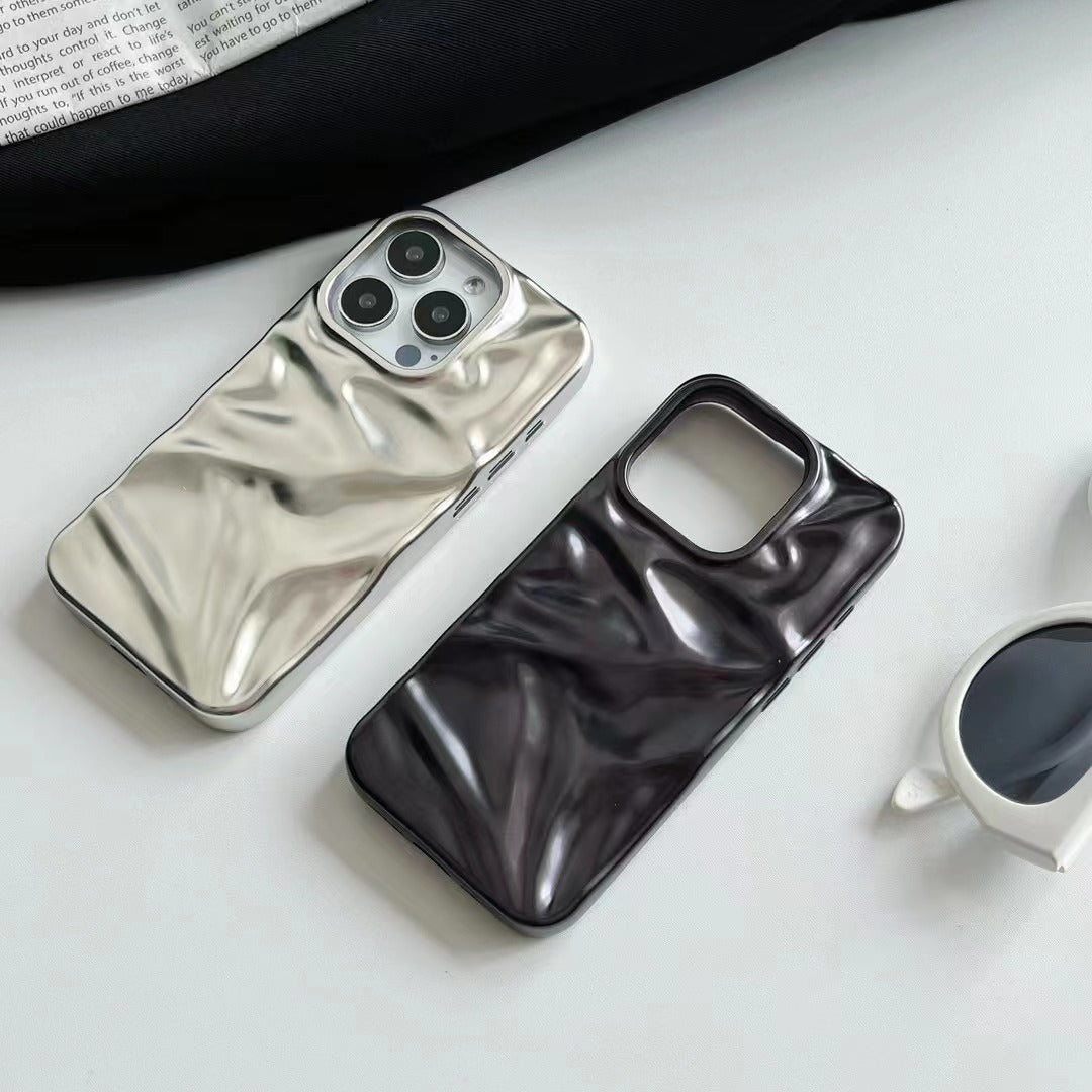 Matte Plating Solid Color Phone Case Water Ripple - 图片 3
