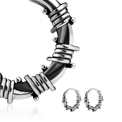 Street Hip Hop Style Vintage Rattan Circle Stainless Steel Earrings fc1899b3 a997 44f1 9327 3e2a6cfe21ab