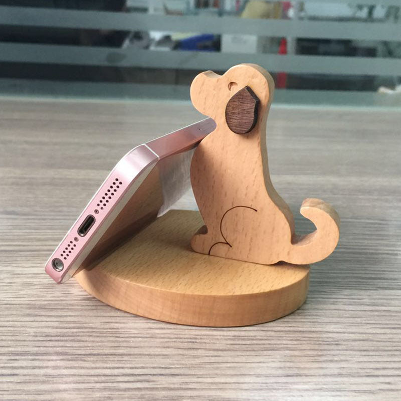 Creative  Mobile Phone Toma Back With Coin Beech Wood Lazy Phone Holder Custom Lettering - 图片 2