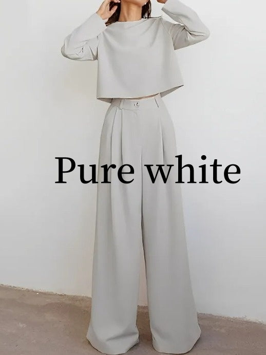 Brown Fashionable Korean Style Long Sleeve Pure Color Cotton Two-piece Set fc2f0ba3 2dab 49f6 8bd3 b5534a533cb2