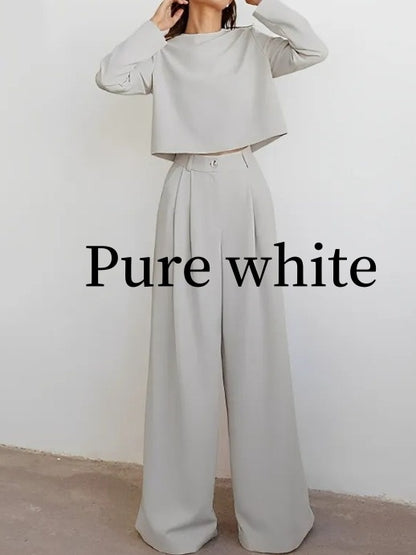 Brown Fashionable Korean Style Long Sleeve Pure Color Cotton Two-piece Set fc2f0ba3 2dab 49f6 8bd3 b5534a533cb2