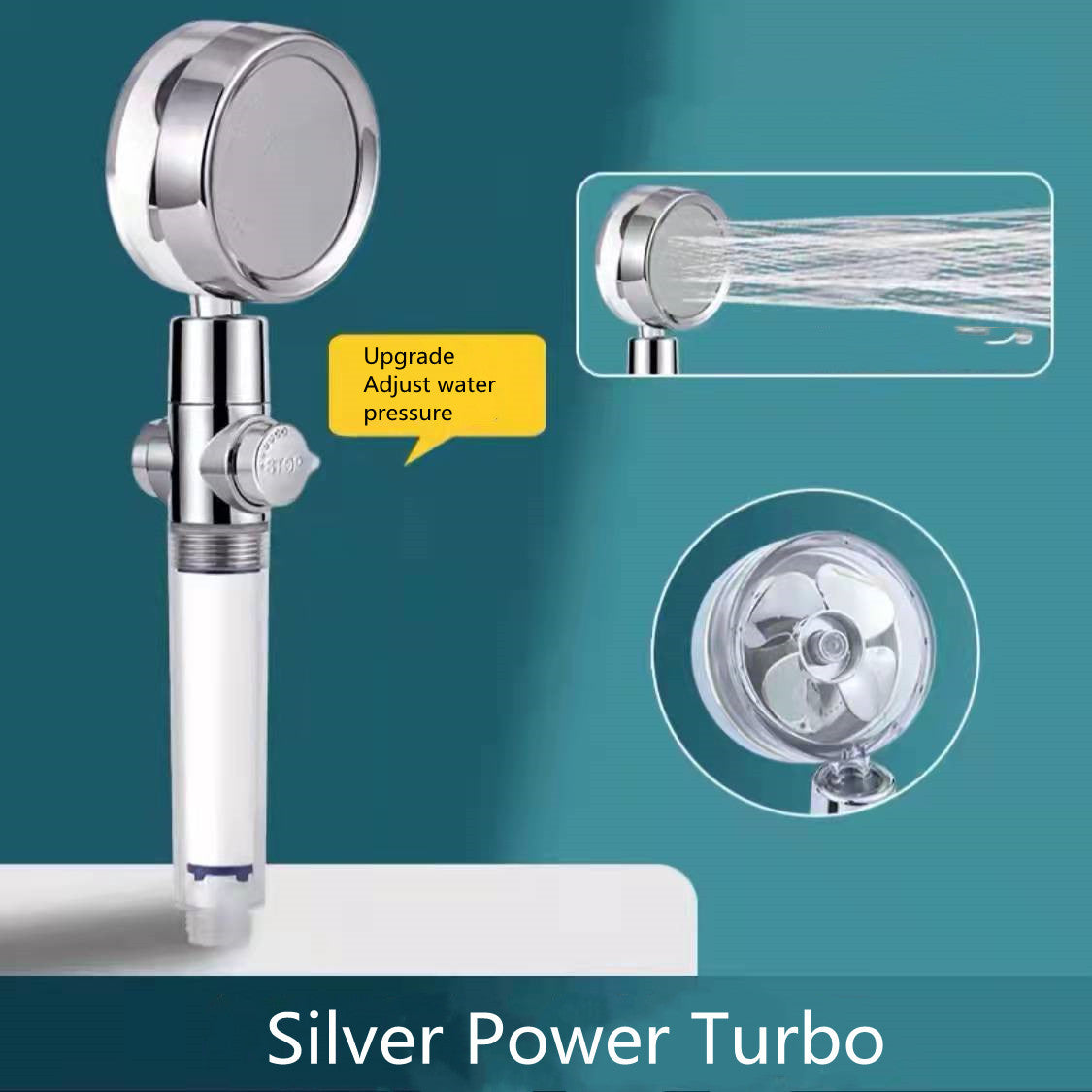 Shower Head Water Saving Flow 360 Degrees Rotating With Small Fan ABS Rain High Pressure Spray Nozzle Bathroom Accessories fc