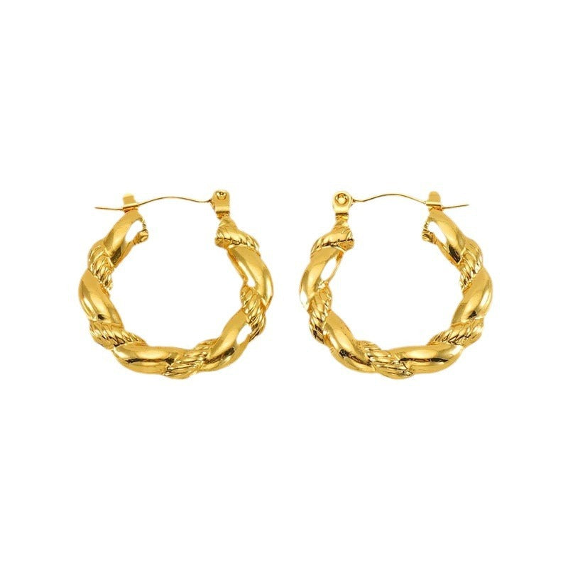 Titanium Steel Round Twist Stud Earrings High Sense fc5cee24 1ca7 42b5 a523 c5a97fdcc04e