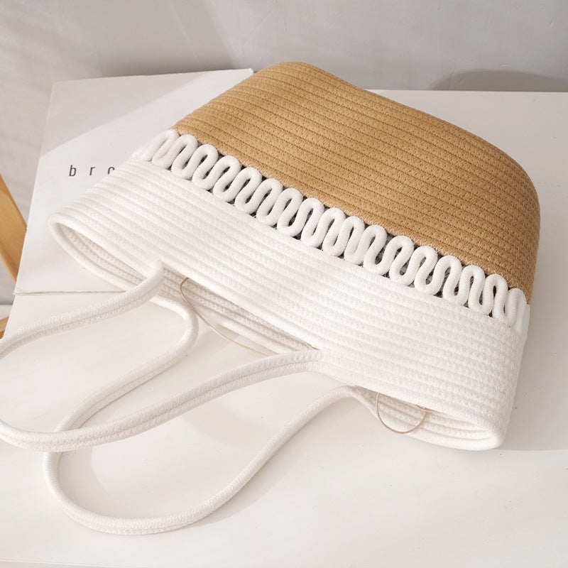 Woven One Shoulder Large Capacity Tote Beach Bag fc619fb4 f80f 4c86 a9d3 e7058a62398a