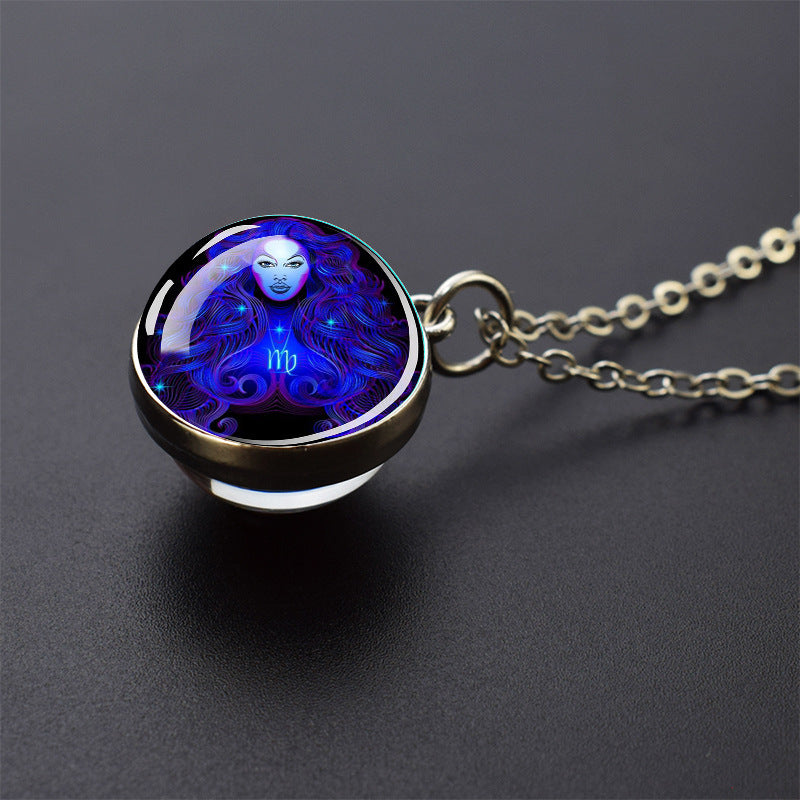 Luminous 12 Constellation Necklace 20mm Silver Creative fca725f9 a624 43eb a994 9c37608854ff
