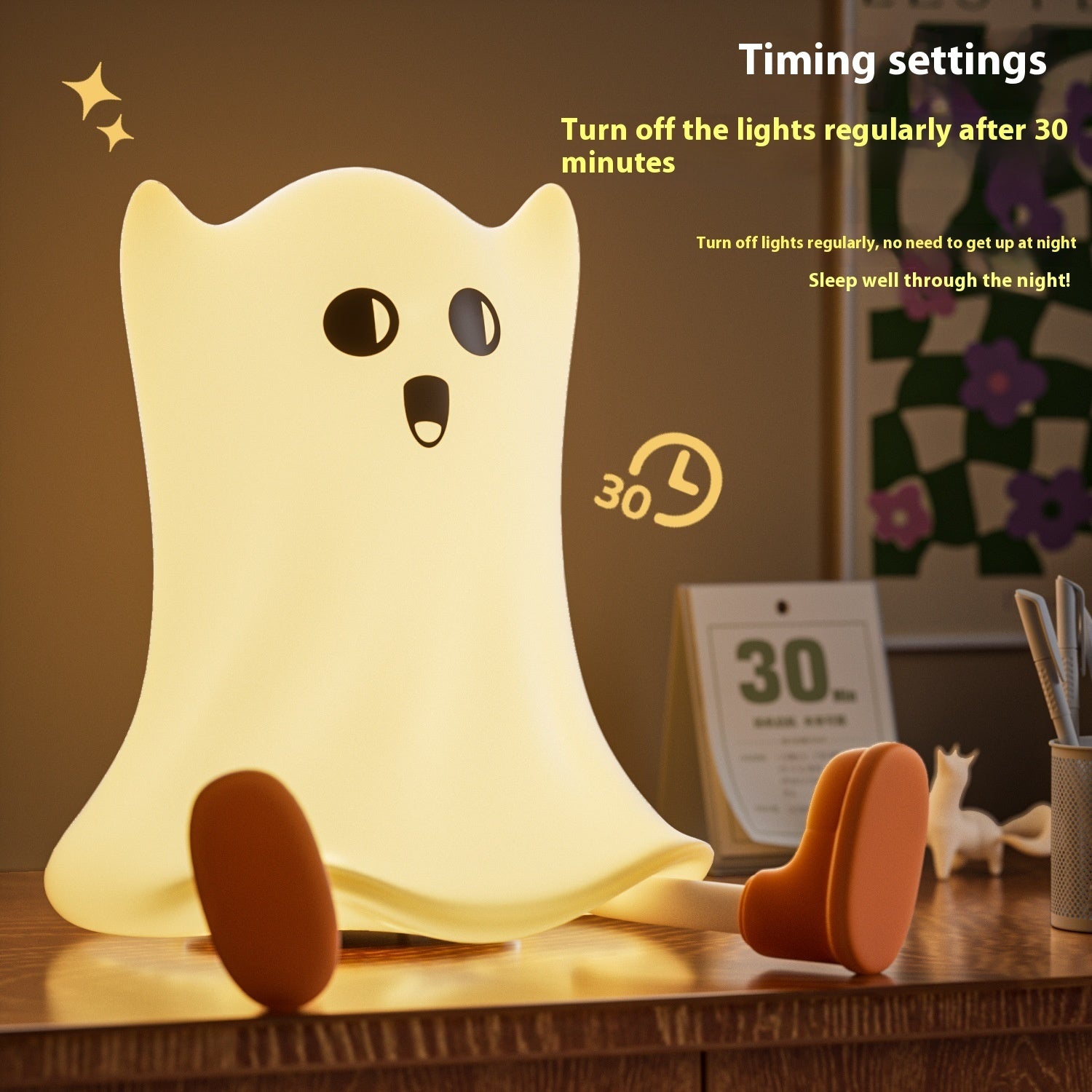 Halloween Silicone Ghost Shaped Bedside Lamp With Touch Control Soft Glow For Water-resistant Decoration fcafafe1 1549 42f7 b