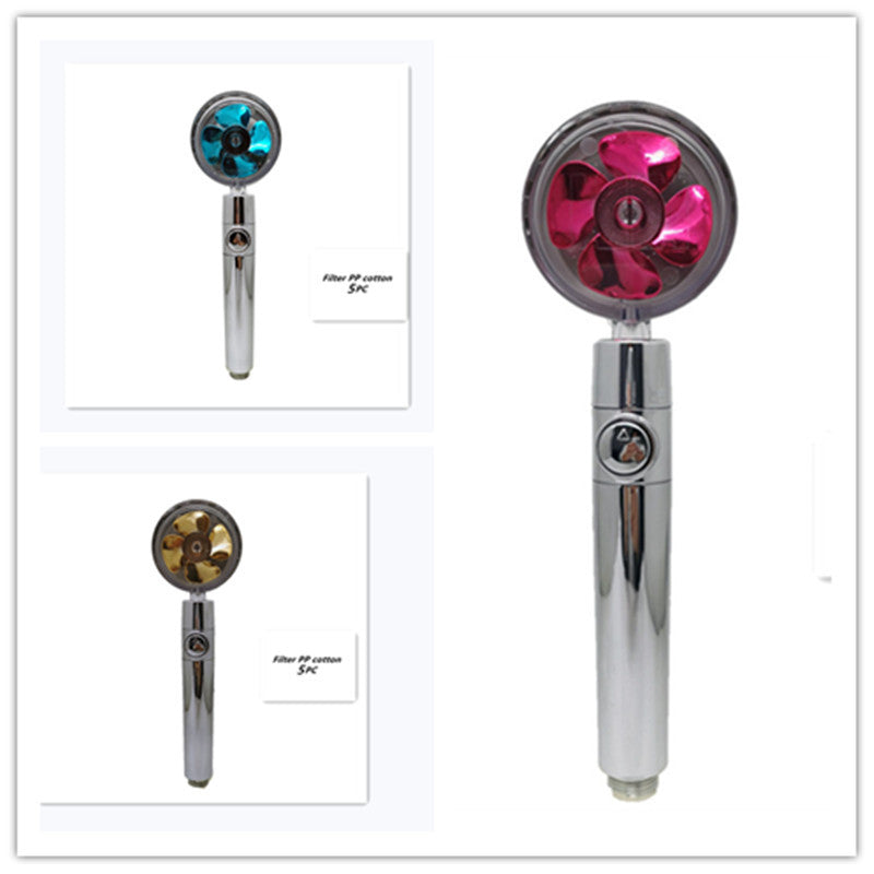 Propeller Driven Shower Head With Stop Button And Cotton Filter Turbocharged High Pressure Handheld Shower Nozzle fcb35244 f6
