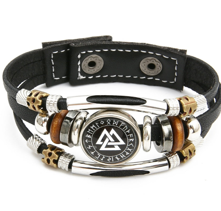 Viking Pirate Compass Pattern Leather Bracelet fcb68925 912b 4453 968a 6e3454714522