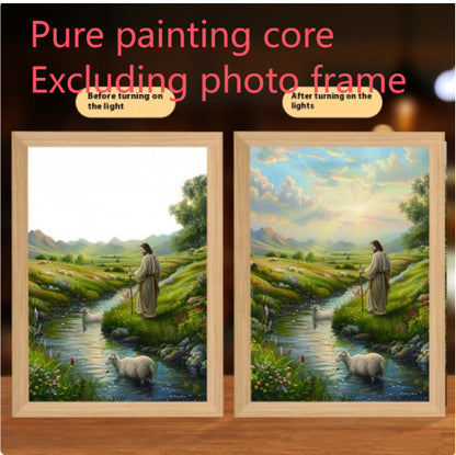 Jesus LED Light Painting Home Decoration Light Painting Photo Frame Led Night Light Room Decor Christmas Gifts Moon Lamp fce7