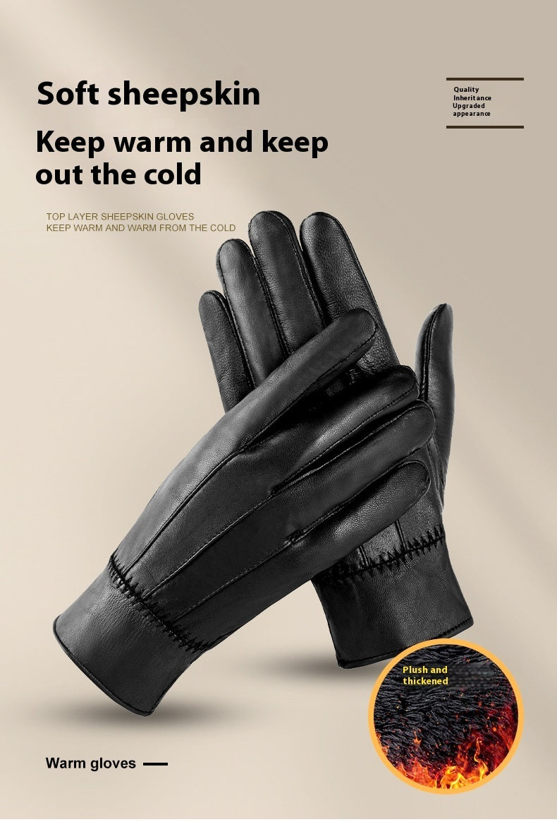 Genuine Leather Gloves For Men Women Fleece Lined Padded Warm Keeping Sheepskin Gloves fce848d5 cc39 4fd7 9cfe 08bea5417a19
