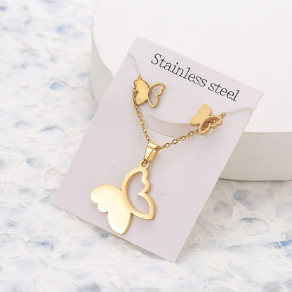 Butterfly Studs Necklace Suit Stainless Steel Geometry fcea72c7 91e0 4293 b71b d9decc5b4a24