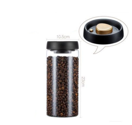 Vacuum Sealed Jug Set Black Coffee Beans Glass Airtight Canister Kitchen Food Grains Candy Keep Good Storage Jar Set Kitchen 