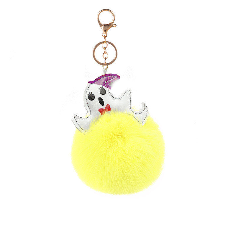 Halloween Ghost Funny Fur Ball Keychain Pendant fd0bf798 11e0 4474 b0c7 10913daa1854