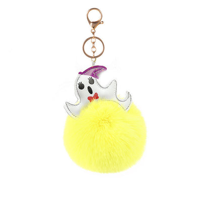 Halloween Ghost Funny Fur Ball Keychain Pendant fd0bf798 11e0 4474 b0c7 10913daa1854