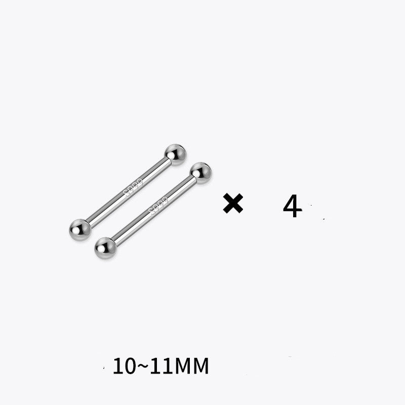 S999 Pure Silver Stud Earrings 4 Pairs Set Of Double-ended fd3029bf 4eef 4a0e ac8b cee3e64ab970