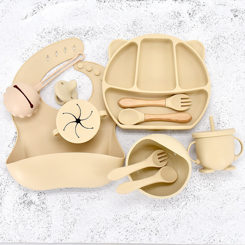 Infant Feeding Tableware Set Divided Grid Silicone Dinner Plate fd318a54 fd91 495c b42c d5121b345c78