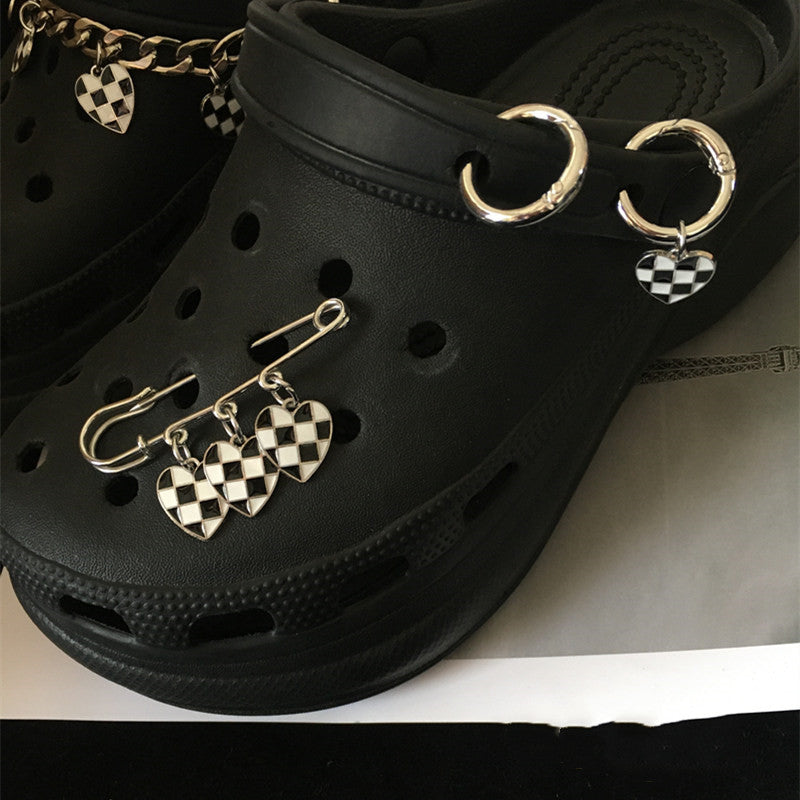 Light Luxury Checkerboard Hole Shoes Accessories Buckle fd535650 edd5 4c5f b7f5 bed2bec6c596