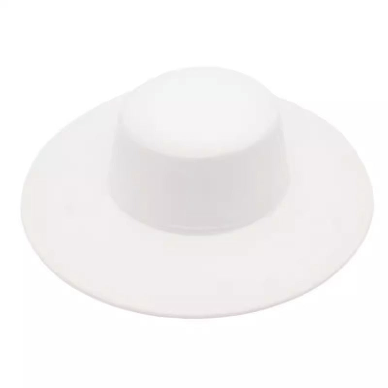 Flat Top Woolen Hat Big Brim Fedora Hat Hepburn Style fd61654e b632 46d0 9f6f 76df746d7693