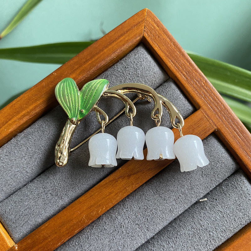 Natural Golden Jade Glass Berry Lily Of The Valley Brooch fd774816 cccb 4ac7 8791 d96de6e32a2f