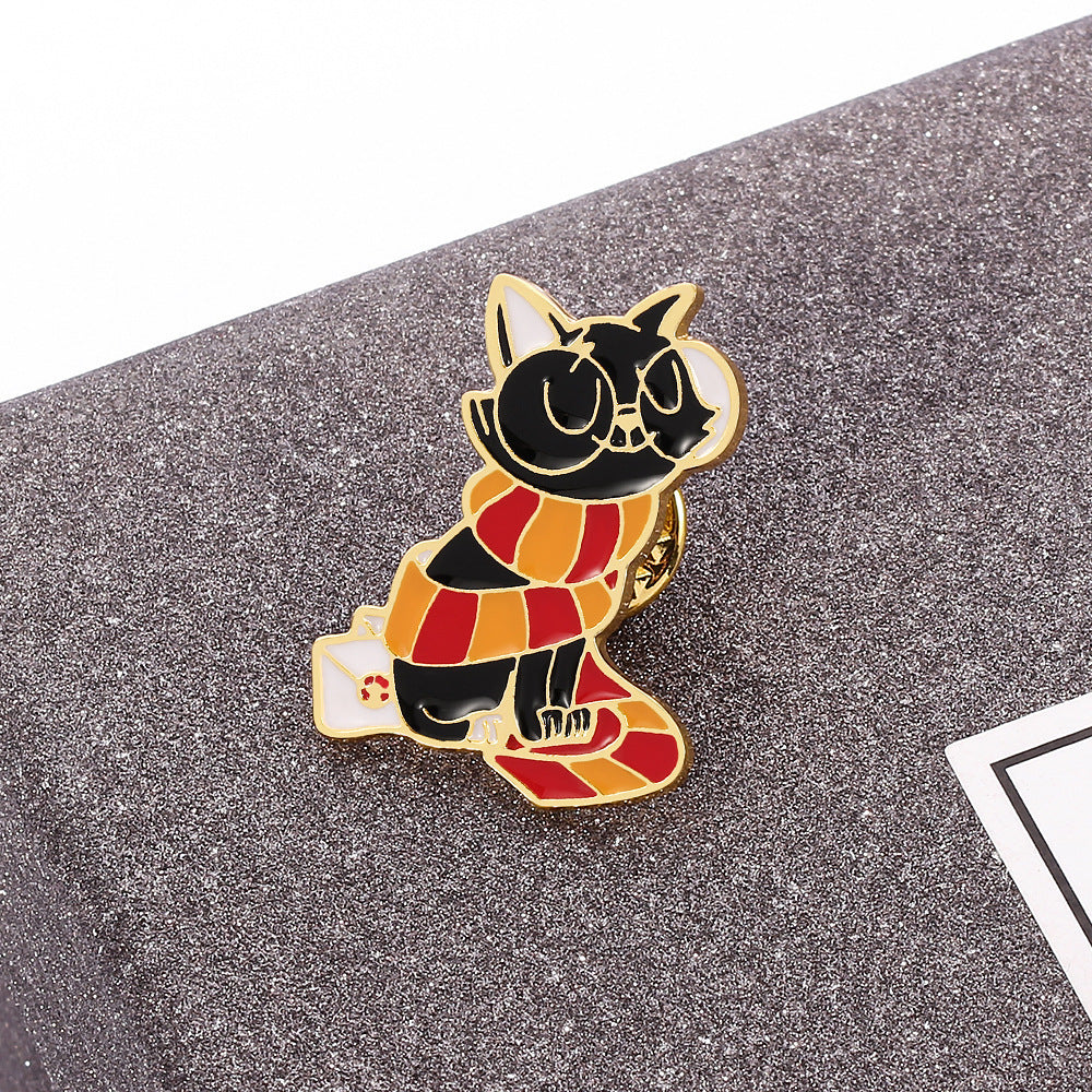 Fashion Cat With Scarf Metal Enamel Brooch fd791577 f94a 4f41 8e58 ff6d541f452c