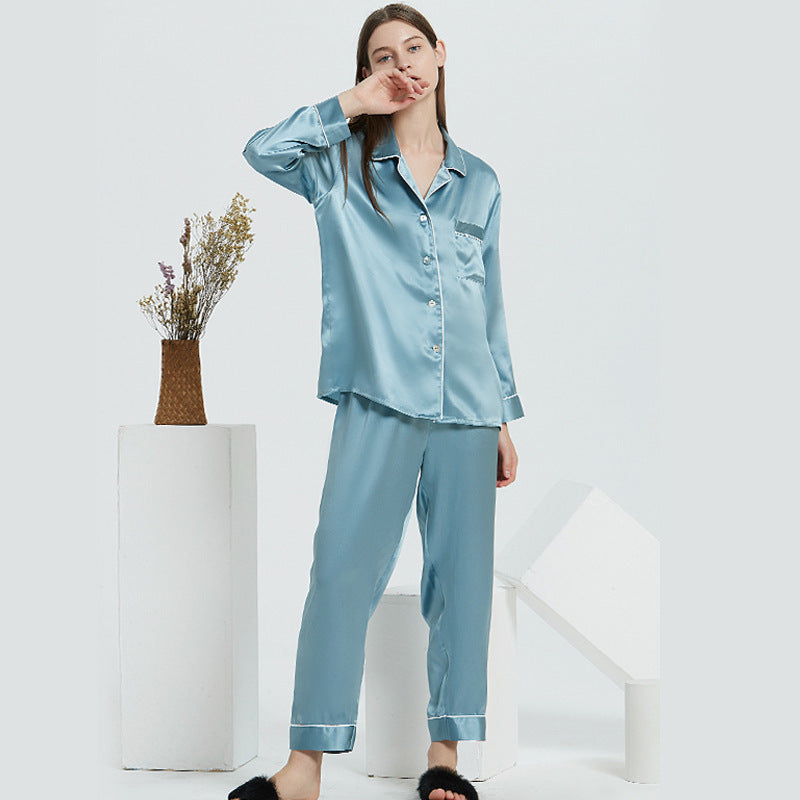 Couple's Silk Pajamas Long-sleeve Suit Silk Homewear fd9893f4 606c 4d75 845e 55f428a0343e