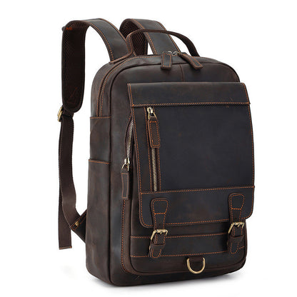 Backpack Men's Crazy Horse Leather Large Capacity fdb14336 88b5 42b2 8d10 c4b19fc8cb53