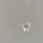 Fashion Jewelry Cute Transparent Cat Rhinestone Pendant Necklace Silver Plated Chain Women Girls Fashion Collar Necklace Part