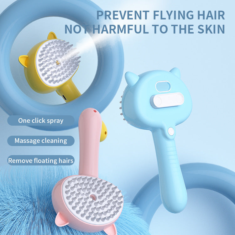 Hair Cleaning Brush With Mist Multifunctional Cat Grooming Brush Rechargeable Self Cleaning Slicker Brush For Pets Dogs & Cat