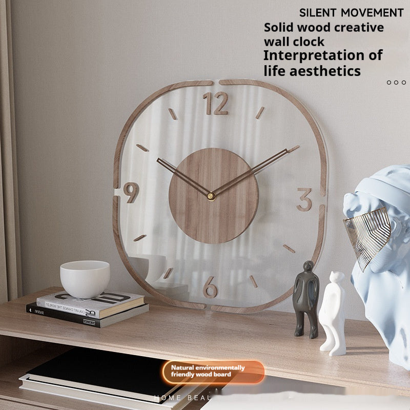 Creative Transparent Wooden Frame Wall Clock - 图片 1