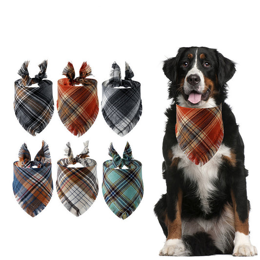 Plaid Tassel Triangle Scarf Pet Dog Pet fe2c9d39 72d3 4805 bb20 81bb310ae827