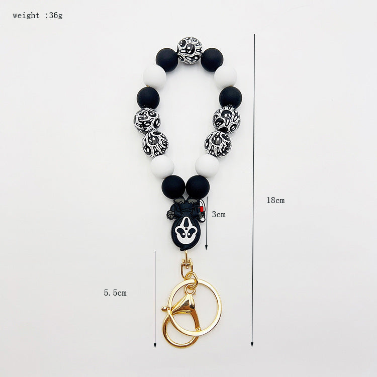 Silicone Wooden Beads Bracelet Keychain fe3118a3 a85f 4016 8e43 fd639c0354f6